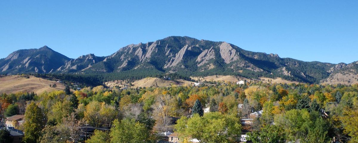The Flatirons above Boulder in autumn
